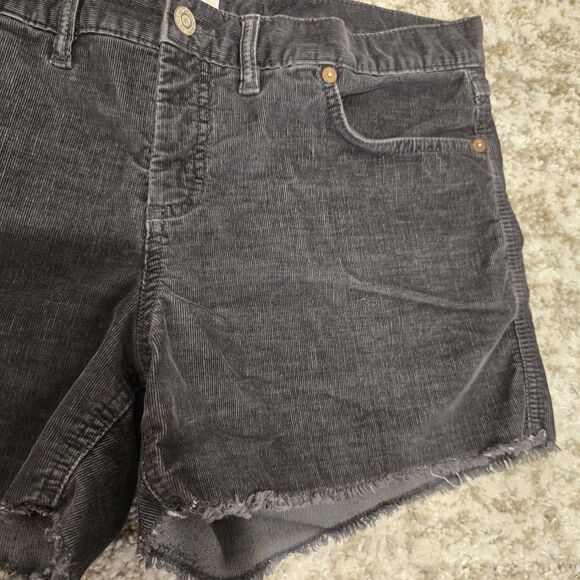 Gap Shorts Womens 12 Gray Corduroy Raw Hem Cut Off Mid Rise Stretch Grunge Boho - Picture 2 of 8